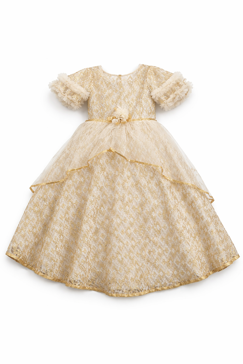 Preowned Baby Girl Party Gown  Gold Embellished Designer Dress | Second  Hugs