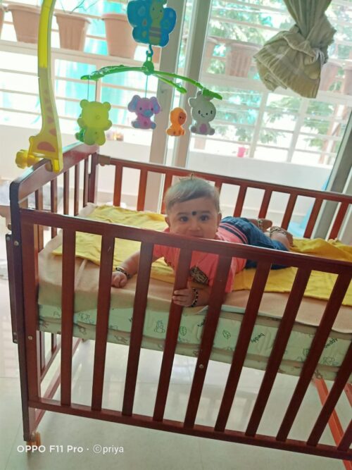 Luvlap baby cot cum crib wooden finish