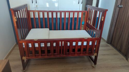 Babyhug Chester 3 in 1 Junior Bed cum Cot With Mattress- Dark Brown
