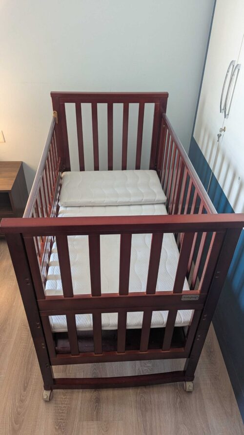 Babyhug Chester 3 in 1 Junior Bed cum Cot With Mattress- Dark Brown