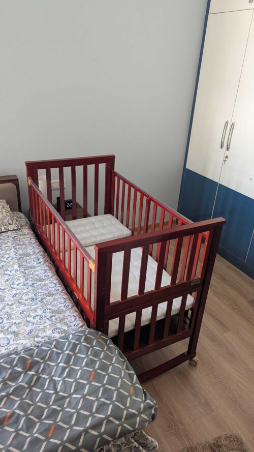 Babyhug Chester 3 in 1 Junior Bed cum Cot With Mattress- Dark Brown