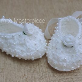 Crochet Handmade Baby Girl Shoes – Soft, Stylish & Pearl-Adorned for Little Princesses