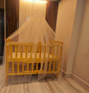 Babyhug Montana Wooden Cot Cum Rocker – Multi-Functional with Mosquito Net, Storage & Convertible Features