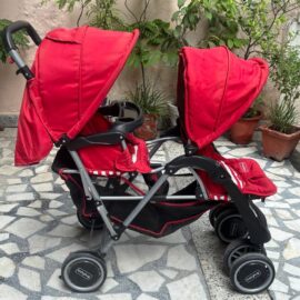 Babyhug Twinster Easy Foldable Twin Stroller – Red