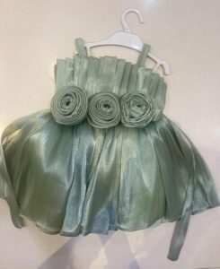Pleated Baby Frock with Flower Pattern