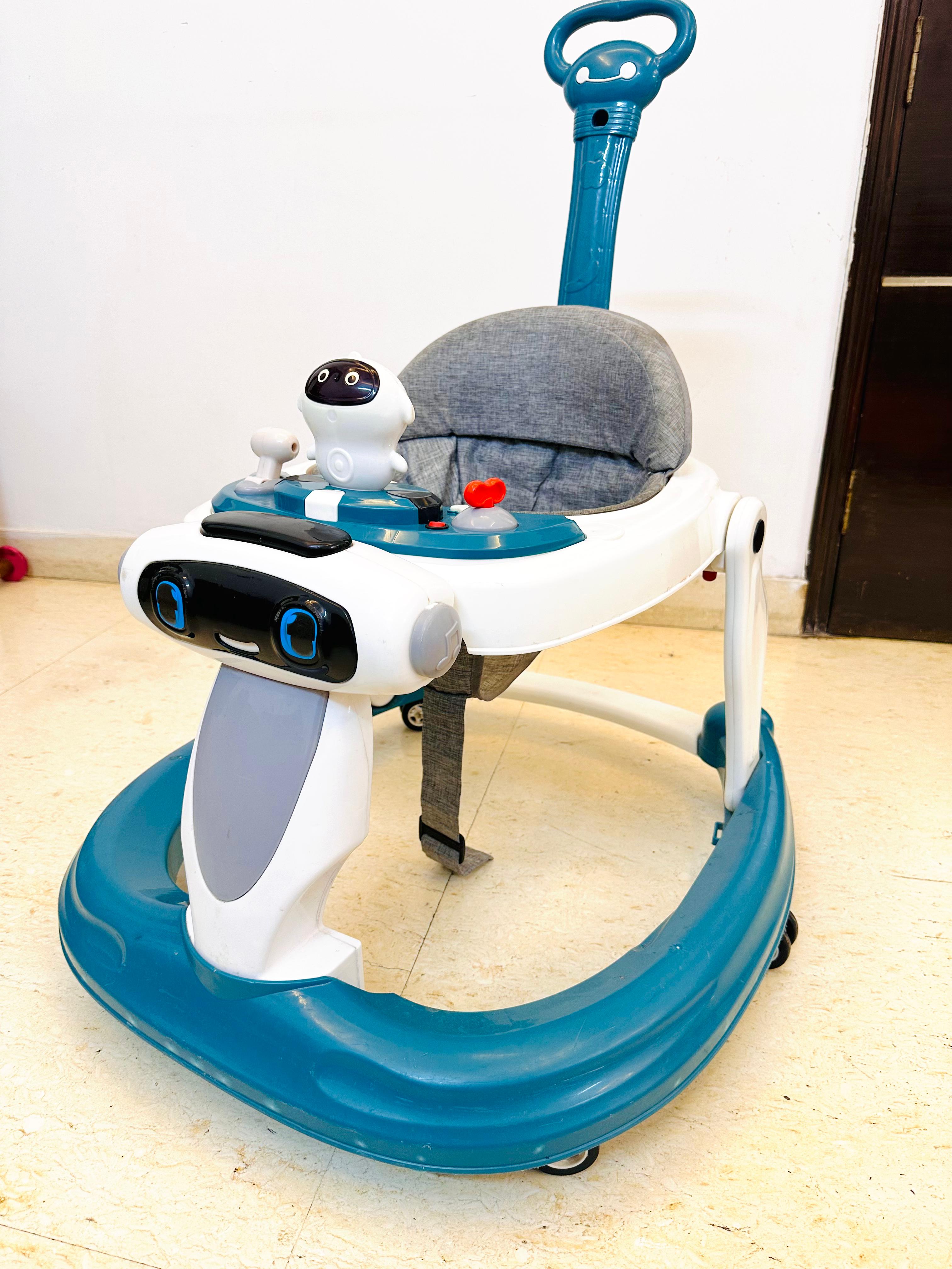 Fab N Funky Robotic Musical Activity Walker Cum Push Walker with Canopy