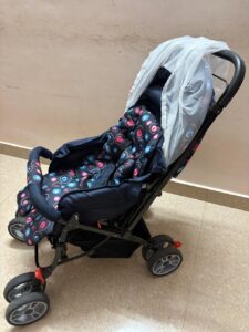Compact Baby Stroller with Polka Dot Design