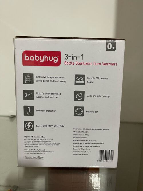 Babyhug 3-in-1 Bottle Sterilizer Cum Warmer