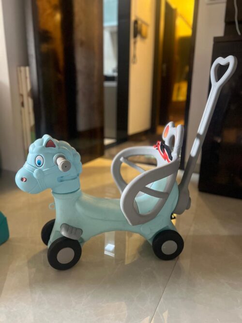 Jam & Honey 3-in-1 Ride-On and Rocker with Parental Handle | for Kids 2-5 Years Old | Non-Toxic PE | Durable and Safe with Seat Belt | BIS Approved | Blue