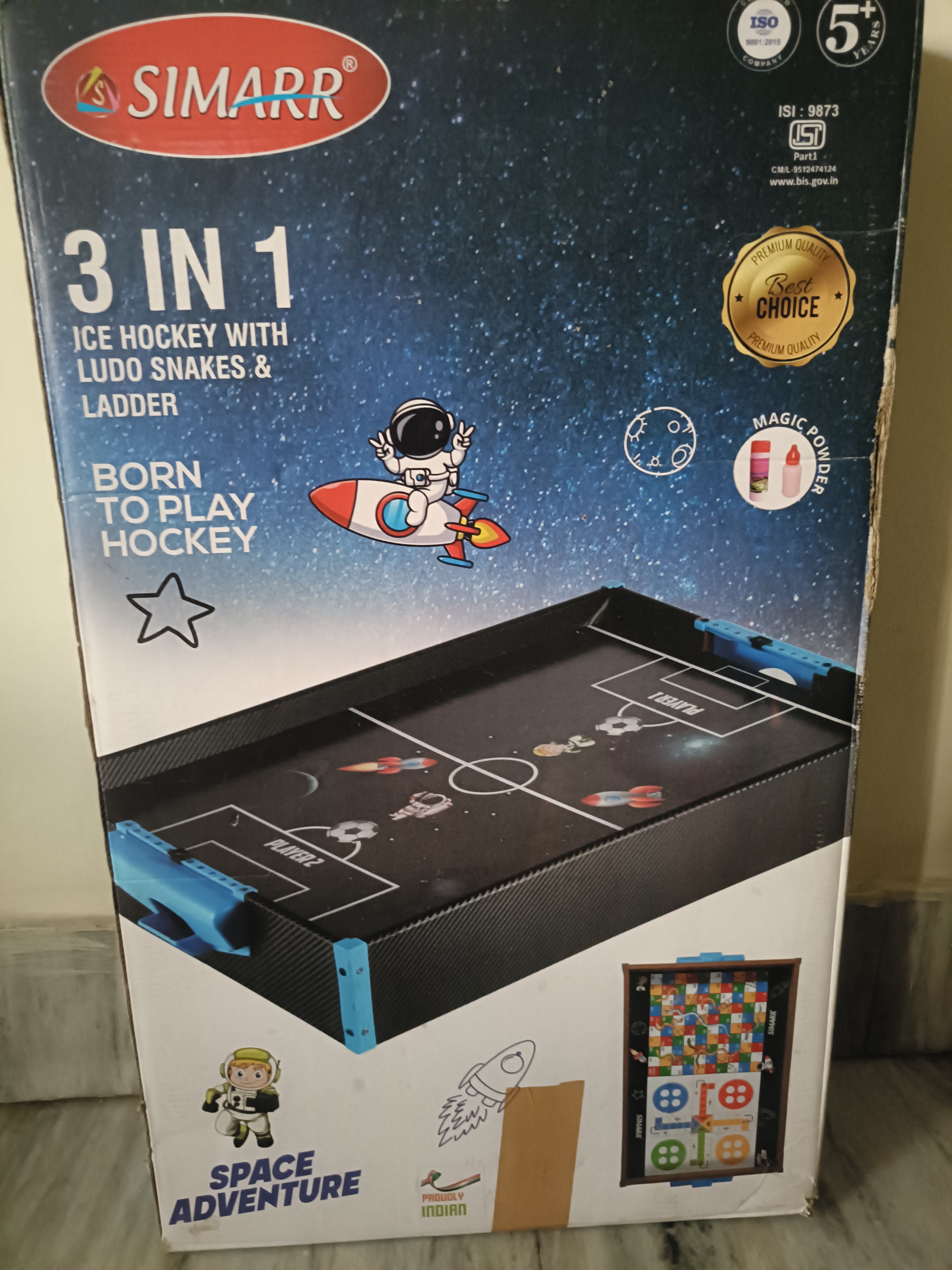 Simarr 3-in-1 Ice Hockey with Ludo & Snakes & Ladder Game Set