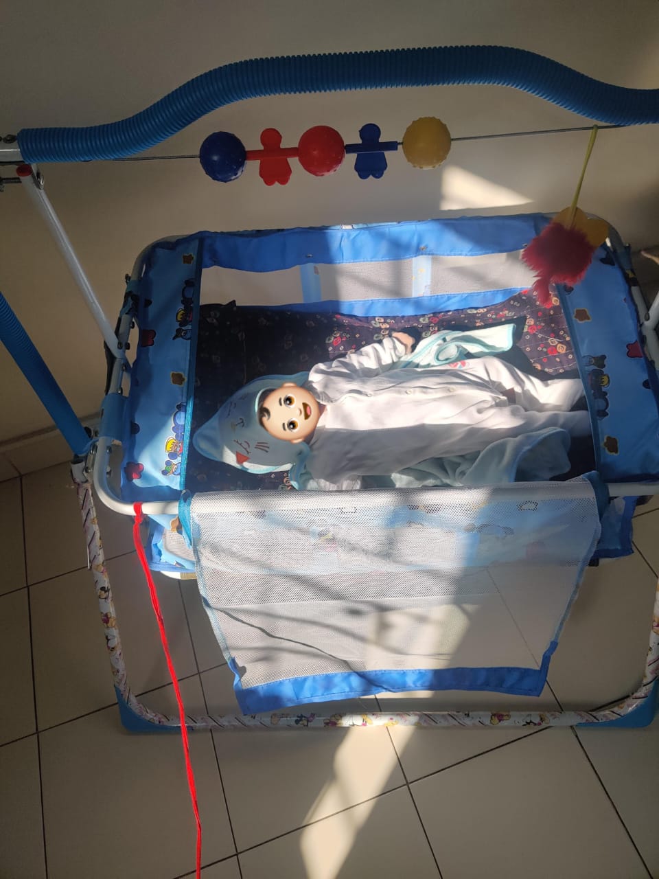 Baby Swing Cradle with Safety Net & Toy Bar