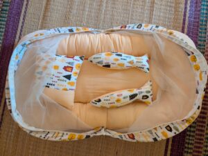 New Baybee Baby Bed Set with Mosquito Net & 3 Pillows – Soft, Cozy & Safe Sleep Solution for Babies