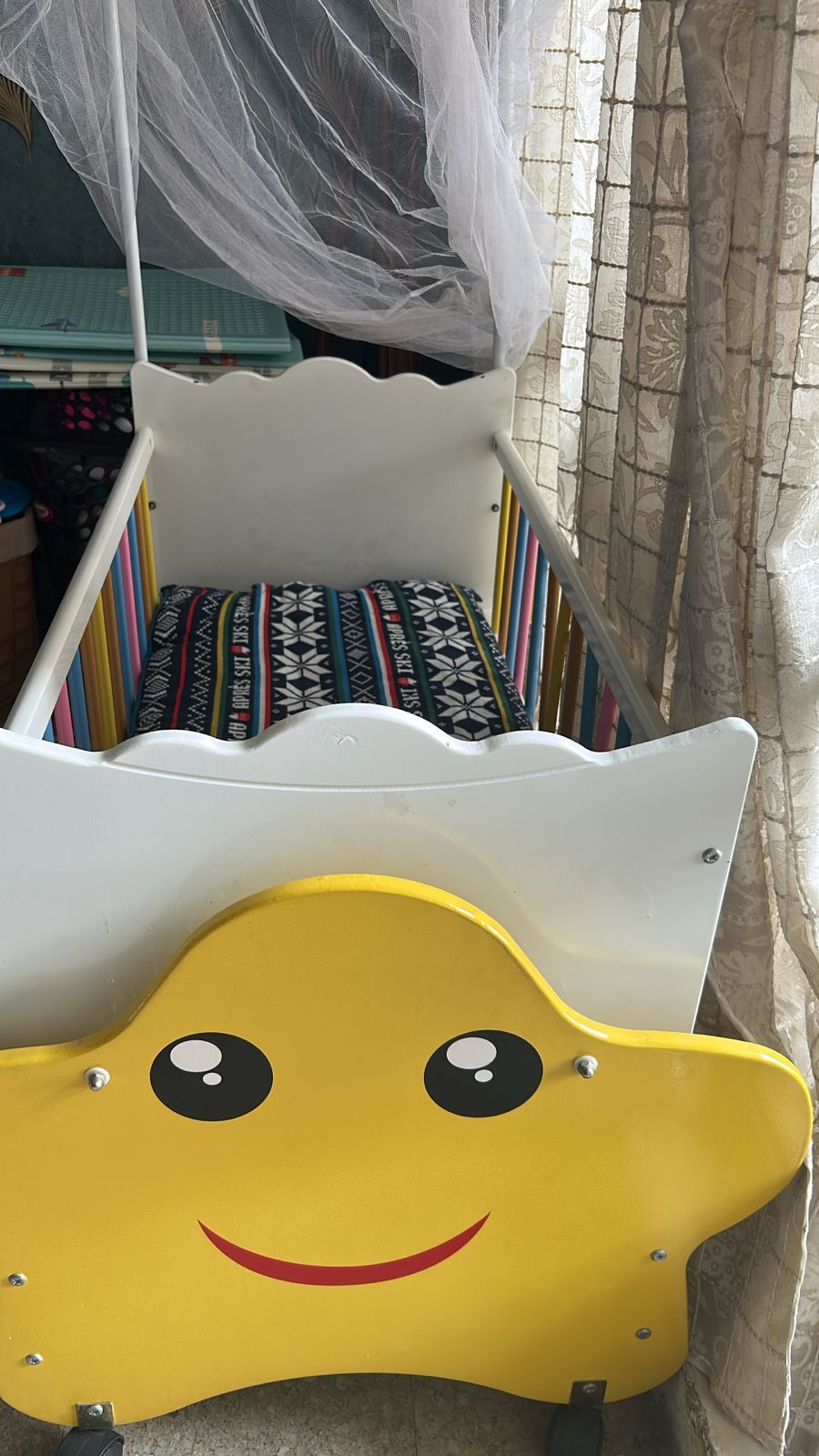 Babyhug Lucky Star Wooden Cradle with Wheels & Big Storage Drawers – Safe, Stylish & Functional