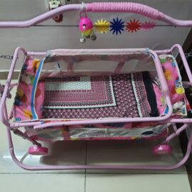Preowned Baby Cradle with Mosquito Net & Bedding - Pink