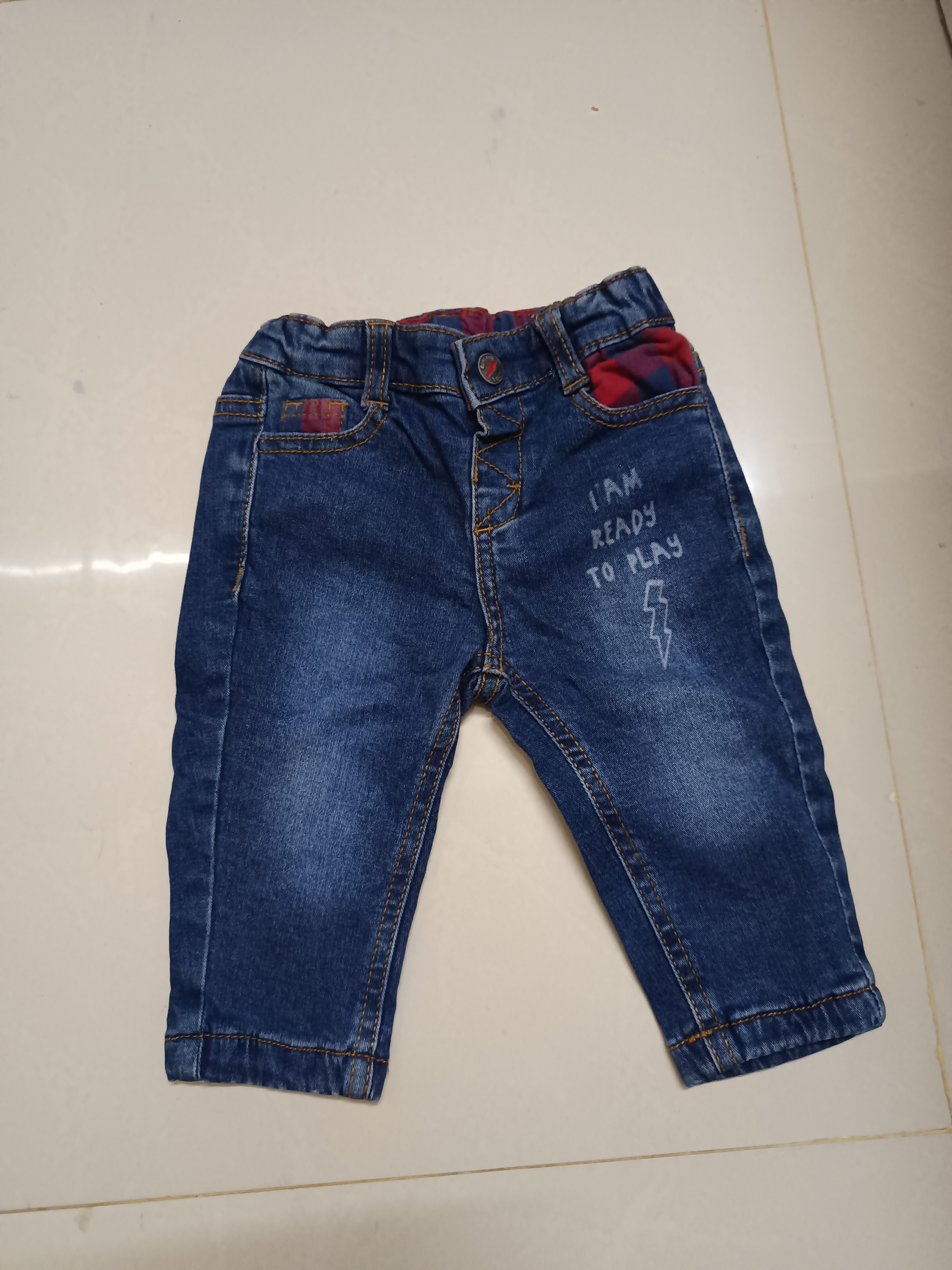 Pre-owned Max Baby Boy Jeans – Soft Denim with Inner Cotton Check Lining