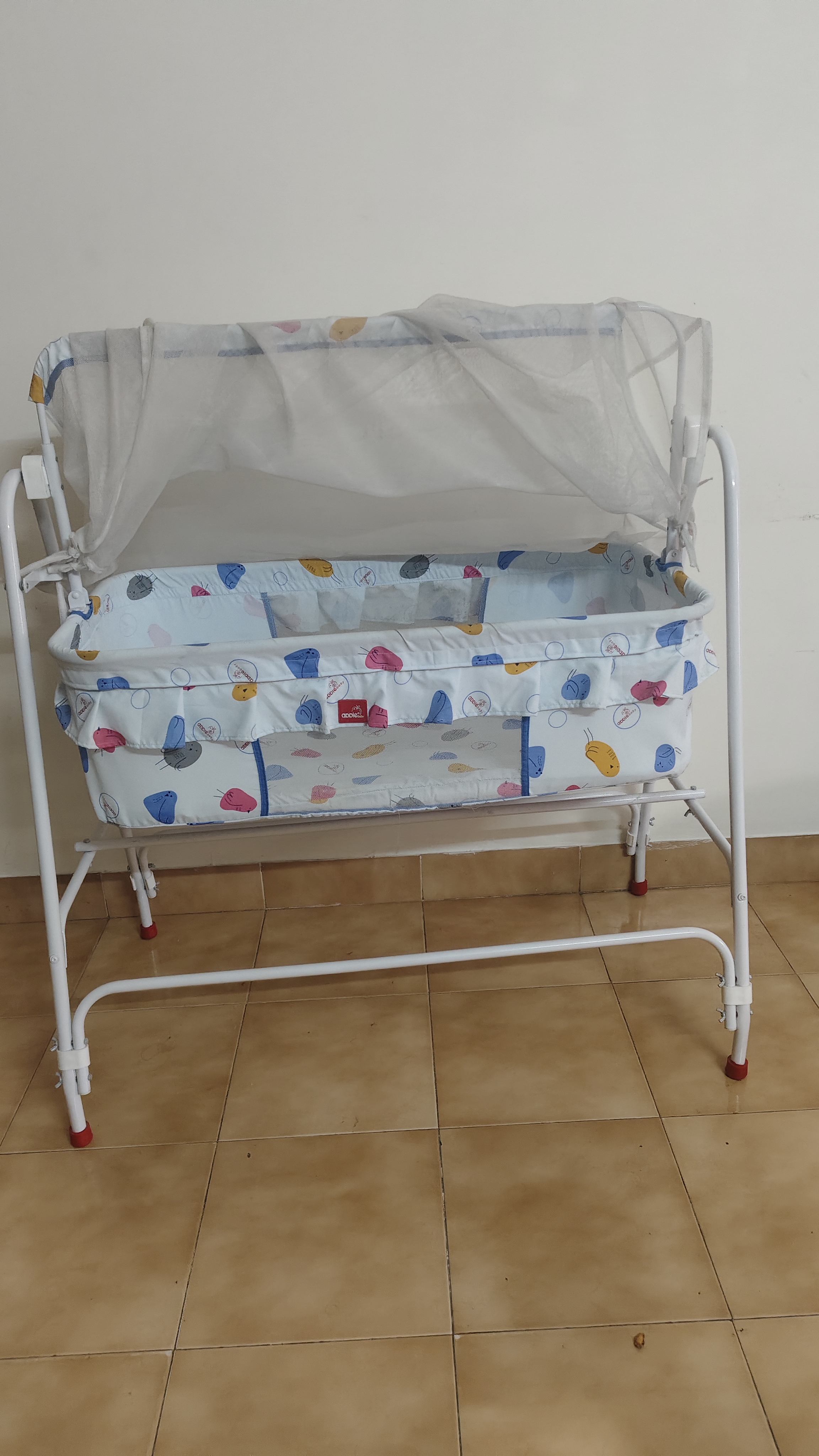 Preowned Baby Cradle with Mosquito Net & Wheels