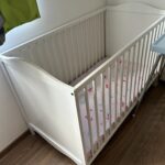 Pre-Owned IKEA Smågöra Solid Wood Baby Crib with Mattress & Sheets