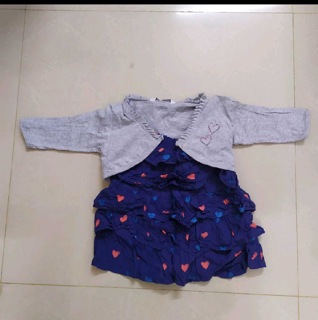 Pre-owned Adjustable Baby Girl Party Frock – Cotton Rayon, Fits Up to 1.5 Years