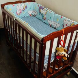 Babyhug Wooden Cot with Mattress
