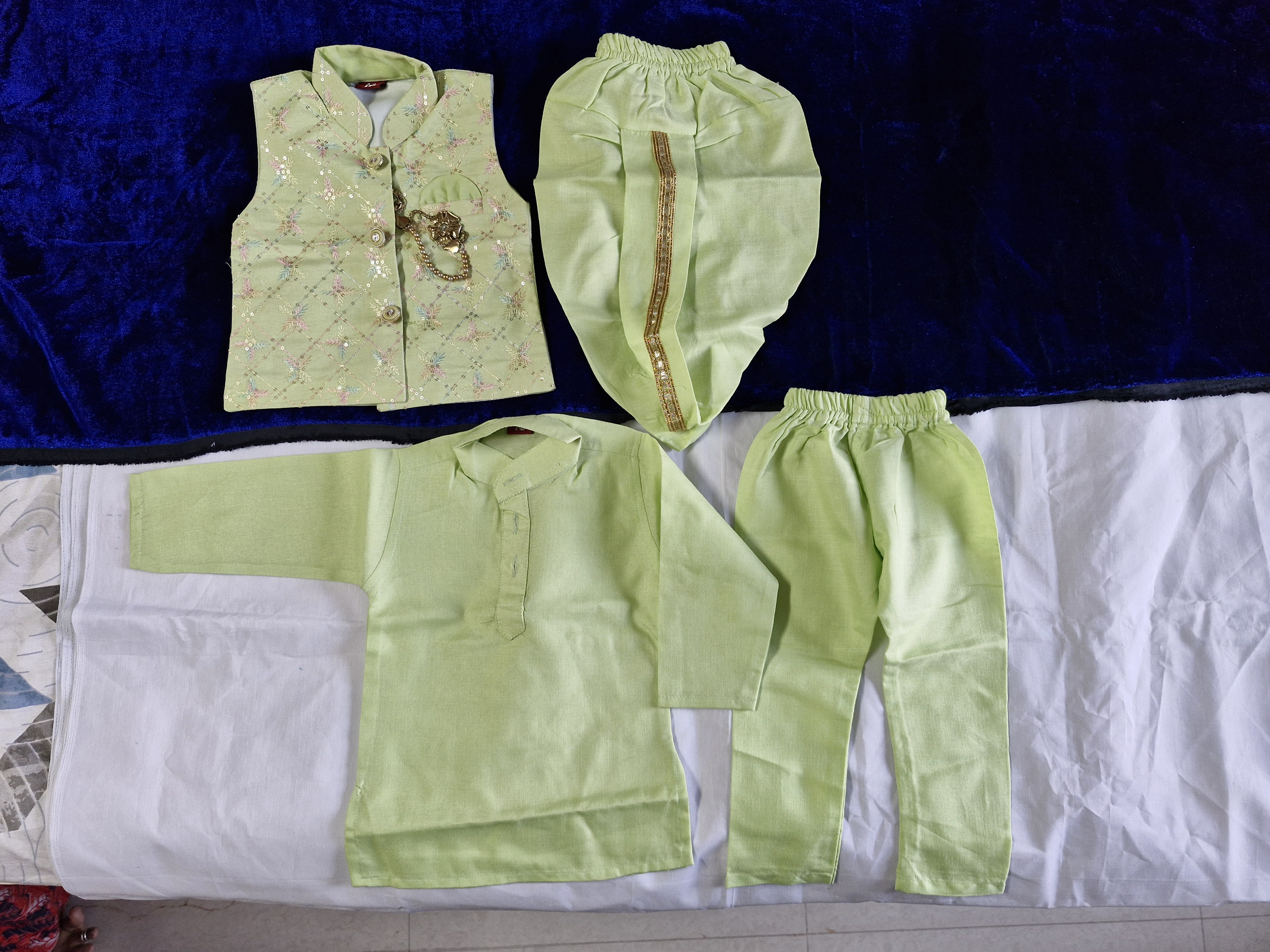 Pre-Owned Baby Ethnic Wear Set – Kurta, Jacket & Pajama