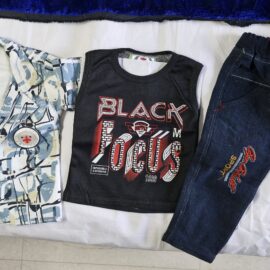 Pre-Owned Baby Clothing Set - Printed Blazer, Sleeveless Tee & Denim Pants