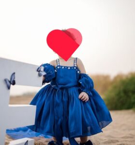 Preowned Customised Navy Blue birthday frock