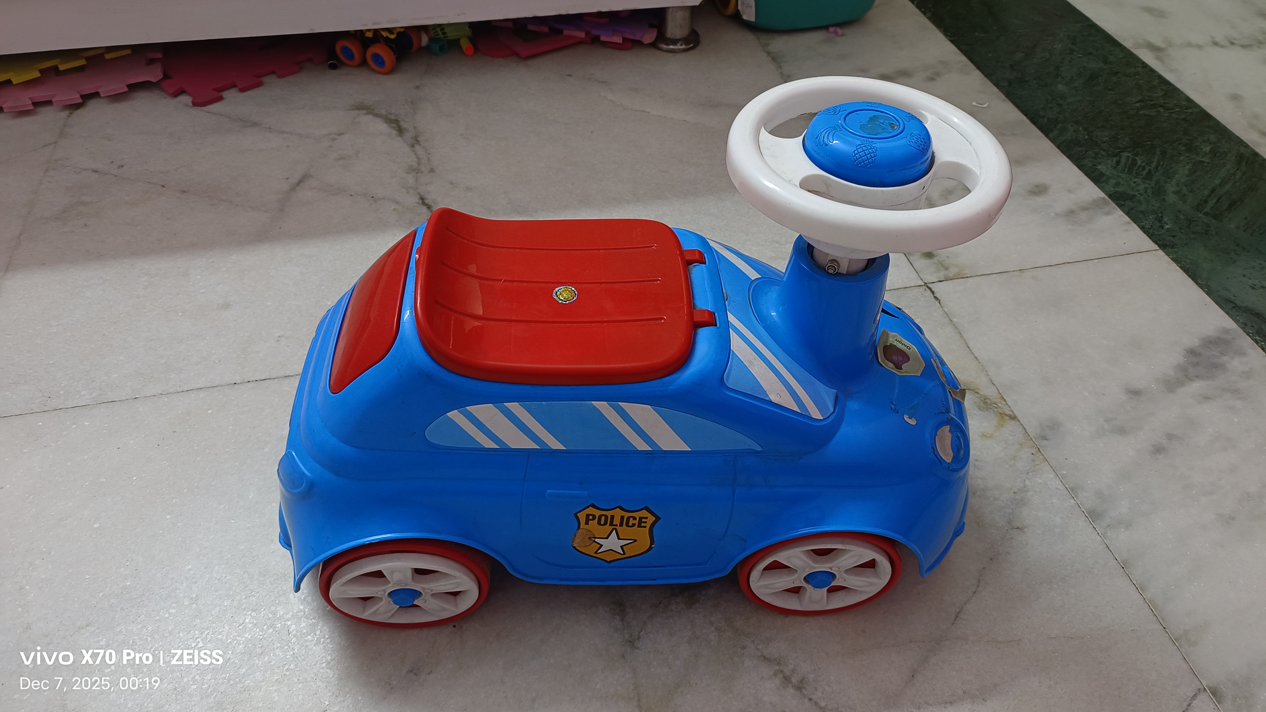Preowned Blue Police Car Ride-On Toy