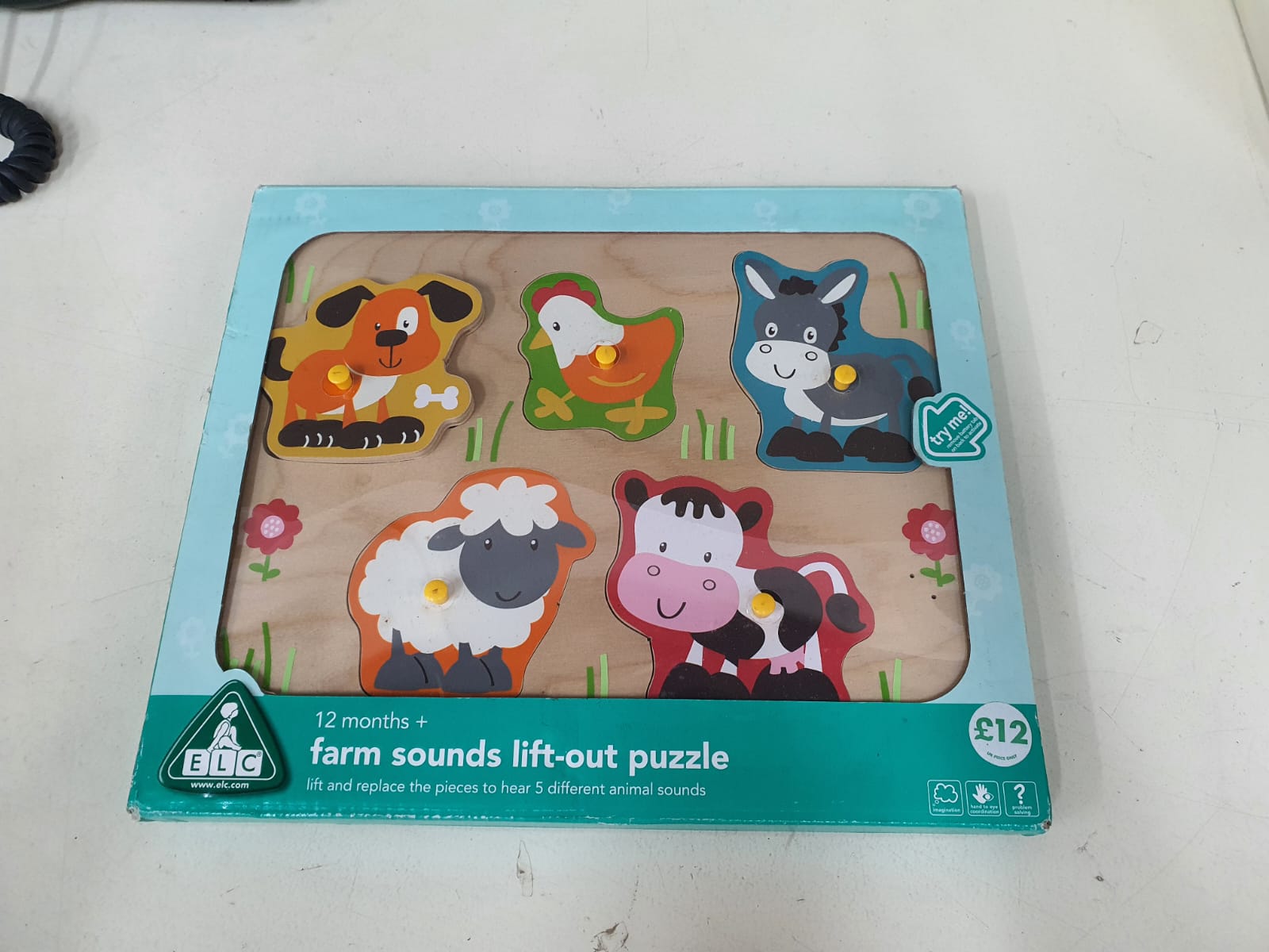 Preowned ELC Farm Sounds Lift-Out Puzzle – 5 Animal Sound Board for Toddlers
