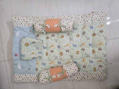 Babyhug Cotton Bedding Set with Bolsters & Pillow – Soft & Foldable Baby Bed