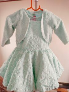 Pre-Owned Girls Fur Dress with Cardigan – Mint Green