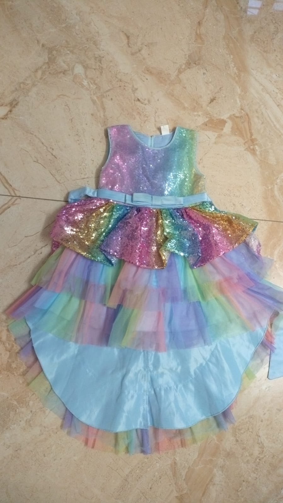 Pre-Owned Girls Rainbow Sequin Dress - Multi-Coloured