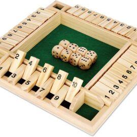 Shut the Box Wooden Board Game with Dice for Kids for 4 Players