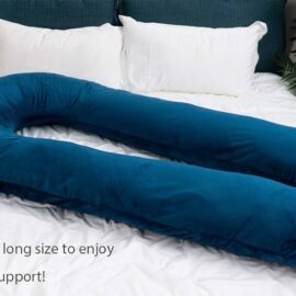 Wakefit U-Shape Pregnancy Pillow – Ergonomic Support with Washable Velvet Cover (Peacock Green)