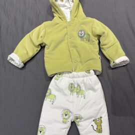 Preowned BUMZEE Green & White Boys Full Sleeves Polyfill Winter Wear Set