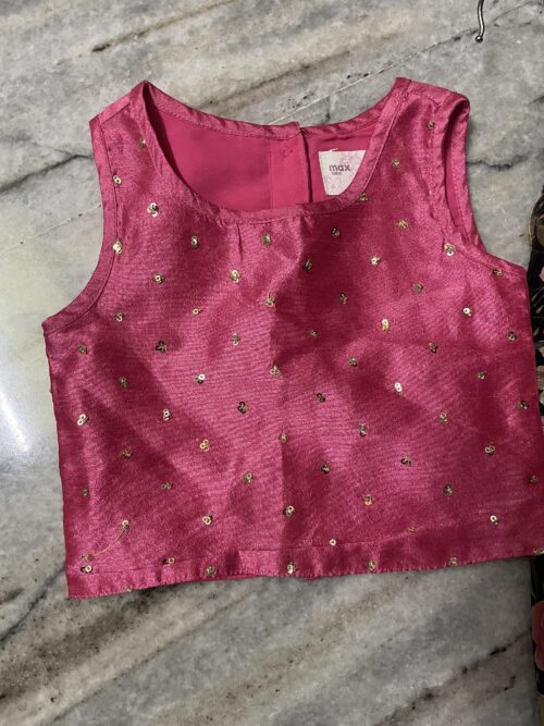 Toddler Lehenga for Girls – Pink & Black with Floral Prints