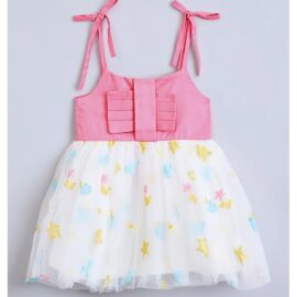 Hopscotch Girls Pink & White Sleeveless Printed Dress