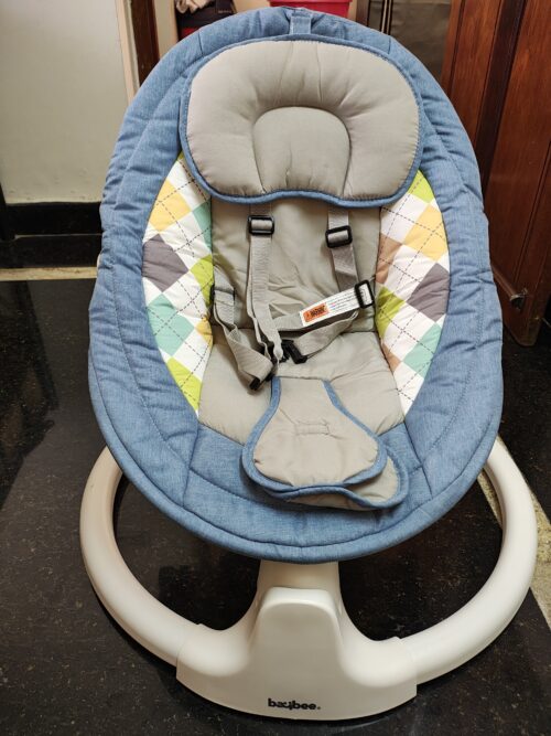Baybee Lullabies Automatic Electric Baby Swing Cradle – Reclining Rocker with Remote, Music & Mosquito Net (Blue)