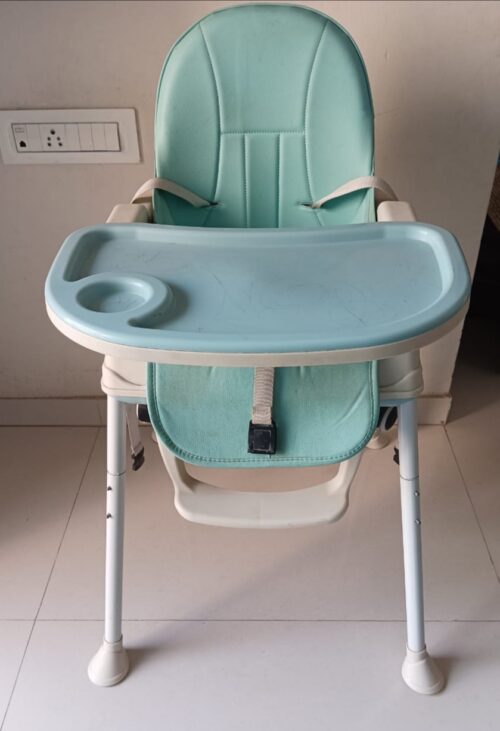 Babyhug High Chair with Food Tray & Safety Harness – Blue | Comfortable & Secure Mealtime Companion