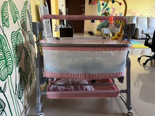 CAREIT 6-in-1 Baby Crib, Cot, Bedside Sleeper & Cradle – Dark Grey | Hardly Used
