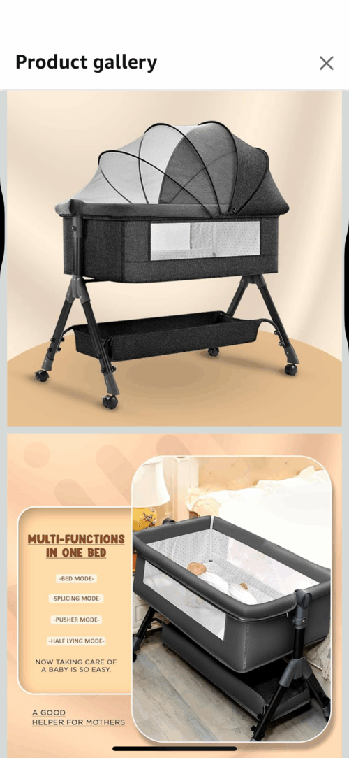 CAREIT 6-in-1 Baby Crib, Cot, Bedside Sleeper & Cradle – Dark Grey | Hardly Used