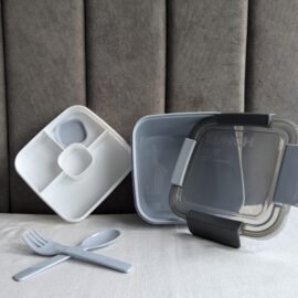 DDecora 2 Compartment Tiffin Lunchbox with Spoon n Fork FOR school and office