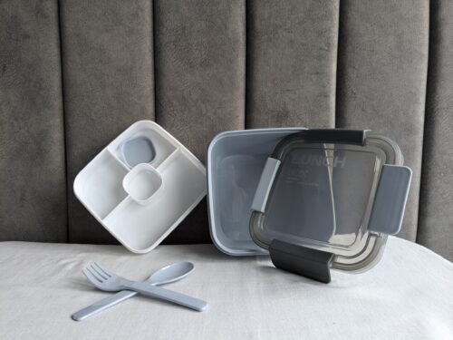 DDecora 2 Compartment Tiffin Lunchbox with Spoon n Fork FOR school and office
