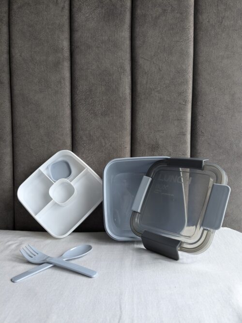 DDecora 2 Compartment Tiffin Lunchbox with Spoon n Fork FOR school and office