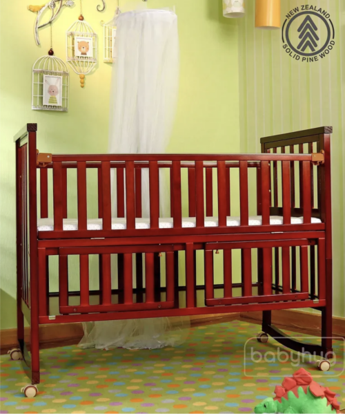 Babyhug Chester 3 in 1 Junior Bed cum Cot With Mattress- Dark Brown