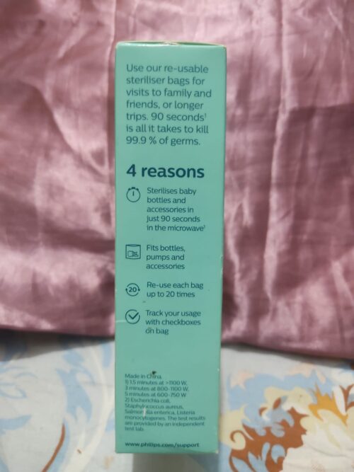 Philips Avent Microwave Sterilizing Bags – Pack of 5 | Fast, Portable & Chemical-Free Sterilization