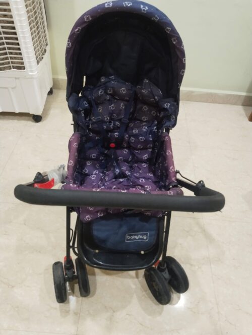 Babyhug Comfy Ride Stroller With Reversible Handle - Dark Blue