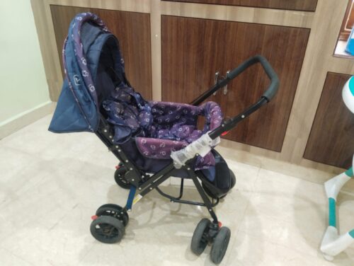 Babyhug Comfy Ride Stroller With Reversible Handle - Dark Blue
