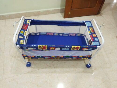 Foldable Baby Cradle with Swing & Mosquito Net – Gently Used | Blue | Local Pickup Preferred