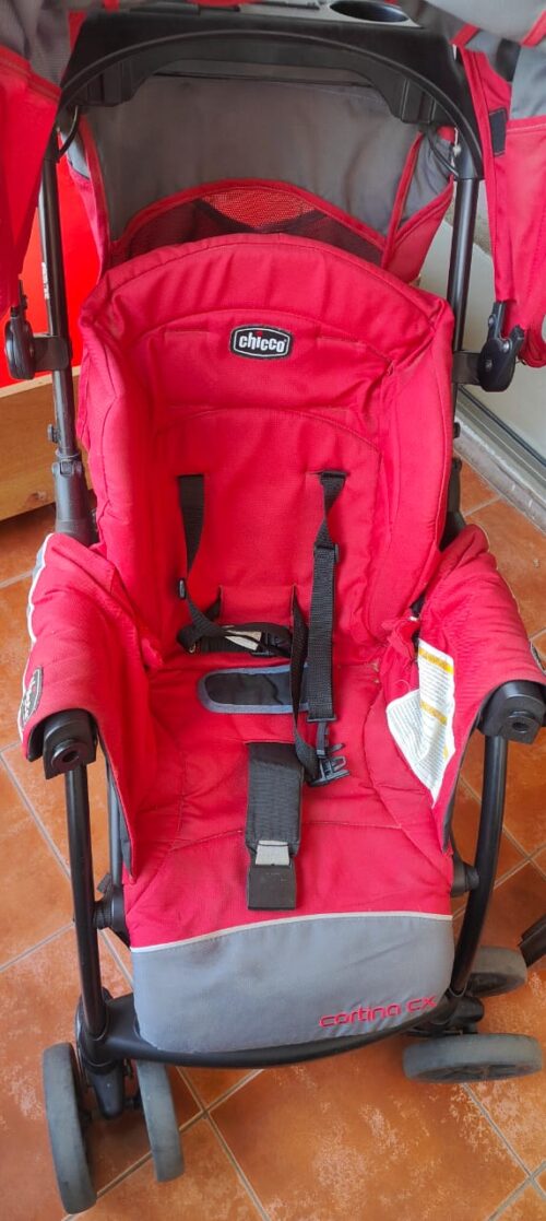 Chicco Cortina CX Stroller & Pram – Cradle Seat, One-Hand Fold & Shock-Proof Wheels (Red)