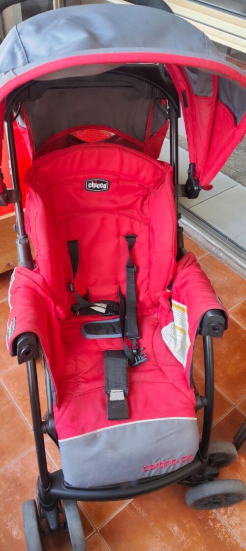 Chicco Cortina CX Stroller & Pram – Cradle Seat, One-Hand Fold & Shock-Proof Wheels (Red)